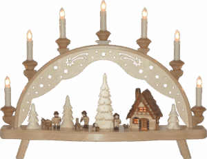Schwibbogen Forsthaus mit beleuchtetem Baum - 52 cm