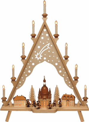 Lichterecke Dresdner Frauenkirche mit beleuchteten Häusern - 60 cm