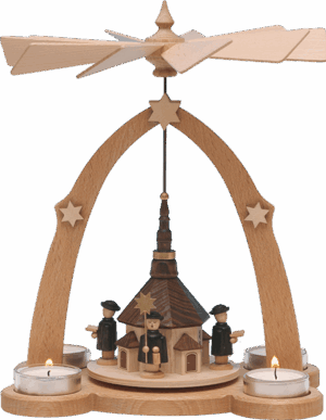 Teelichtpyramide Seiffener Kirche - 27 cm
