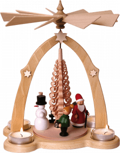 Teelichtpyramide Weihnachtsmann - farbig- 27 cm