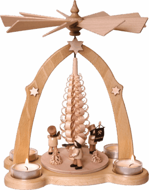 Teelichtpyramide Bergleute - 27 cm