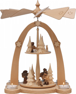 Teelichtpyramide 2 stöckig Waldleute - 38 cm