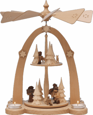 Teelichtpyramide 2 stöckig Waldleute - 38 cm