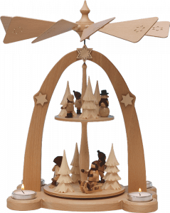 Teelichtpyramide 2 stöckig Winterkinder- 38 cm