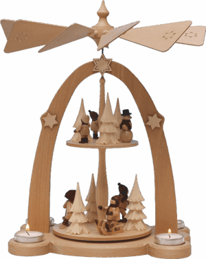 Teelichtpyramide 2 stöckig Winterkinder- 38 cm