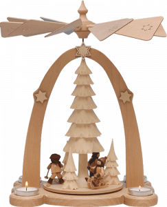 Teelichtpyramide Winterkinder- 38 cm
