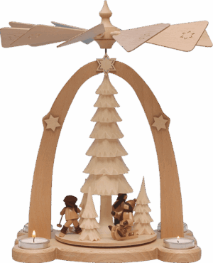 Teelichtpyramide Winterkinder- 38 cm