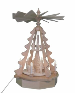 Pyramide Waldmotiv mit geschwungenen Streben -2 stöckig - elektrisch - 63 cm