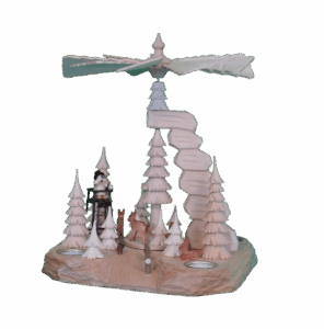 Felsenpyramide Jäger im Wald auf geschnitztem Sockel - Teelicht