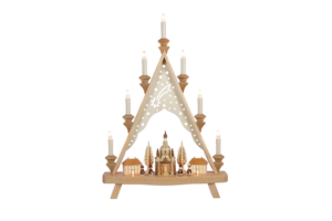 Lichterecke Dresdner Frauenkirche  mit beleuchteten Häusern - 39 cm