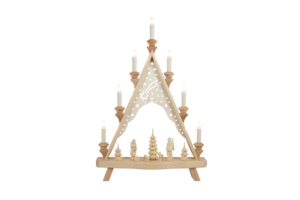 Lichterecke Waldmotiv mit geschnitzten Figuren - 39 cm